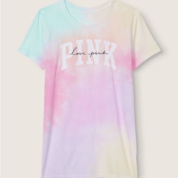 PINK Victoria's Secret Tops - VS VICTORIAS SECRET PINK EVERYDAY CREW SHORT SLEEVE TEE TOP FREYA TIE DYE XS
